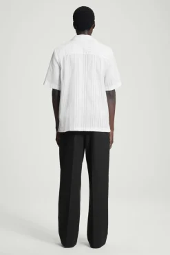 COS RELAXED STRIPE-JACQUARD COTTON SHORT-SLEEVED SHIRT- Shirts