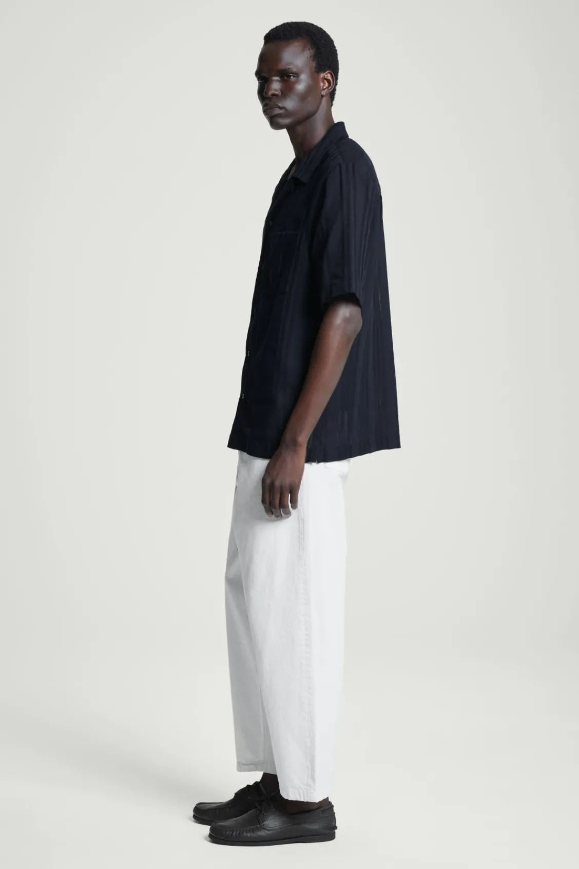 COS RELAXED STRIPE-JACQUARD COTTON SHORT-SLEEVED SHIRT- Shirts