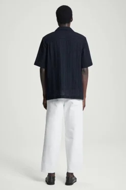 COS RELAXED STRIPE-JACQUARD COTTON SHORT-SLEEVED SHIRT- Shirts
