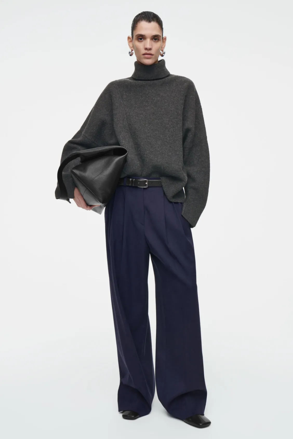 COS RELAXED TAILORED WOOL WIDE-LEG PANTS-Women Pants