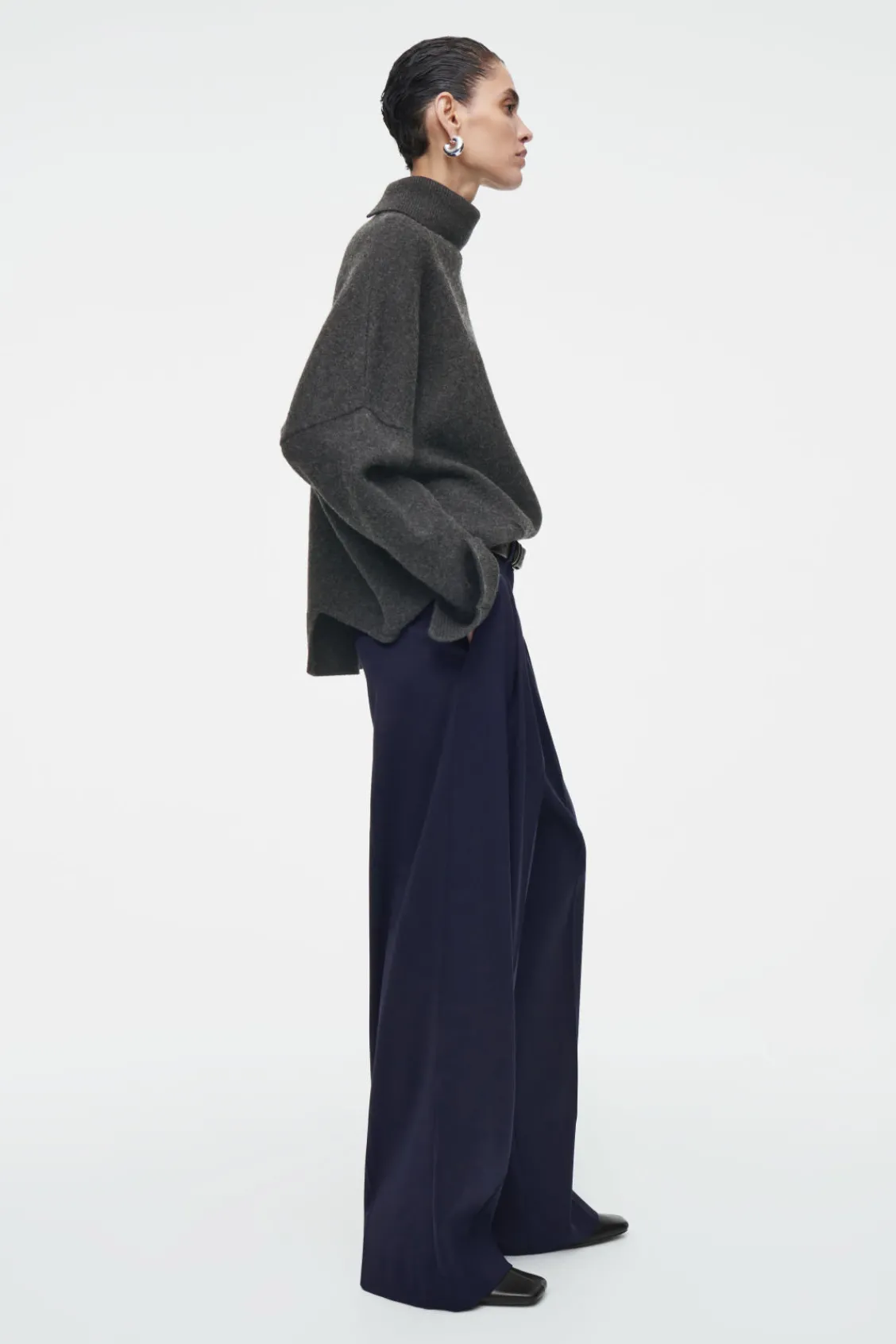 COS RELAXED TAILORED WOOL WIDE-LEG PANTS-Women Pants