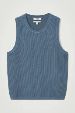 COS RELAXED TEXTURED-KNIT COTTON TANK- T-Shirts | Sweaters & Cardigans
