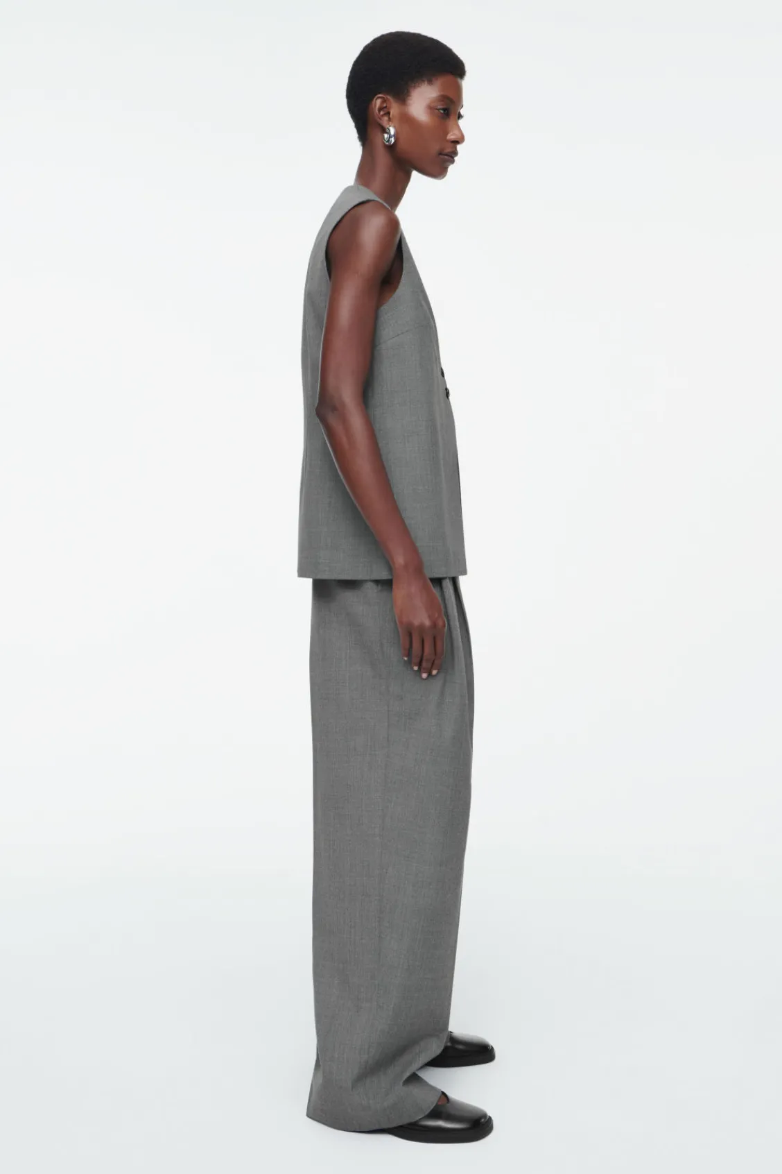 COS RELAXED TWILL WIDE-LEG PANTS-Women Vests & Tailoring | Pants