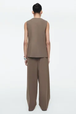 COS RELAXED TWILL WIDE-LEG PANTS-Women Vests & Tailoring | Pants