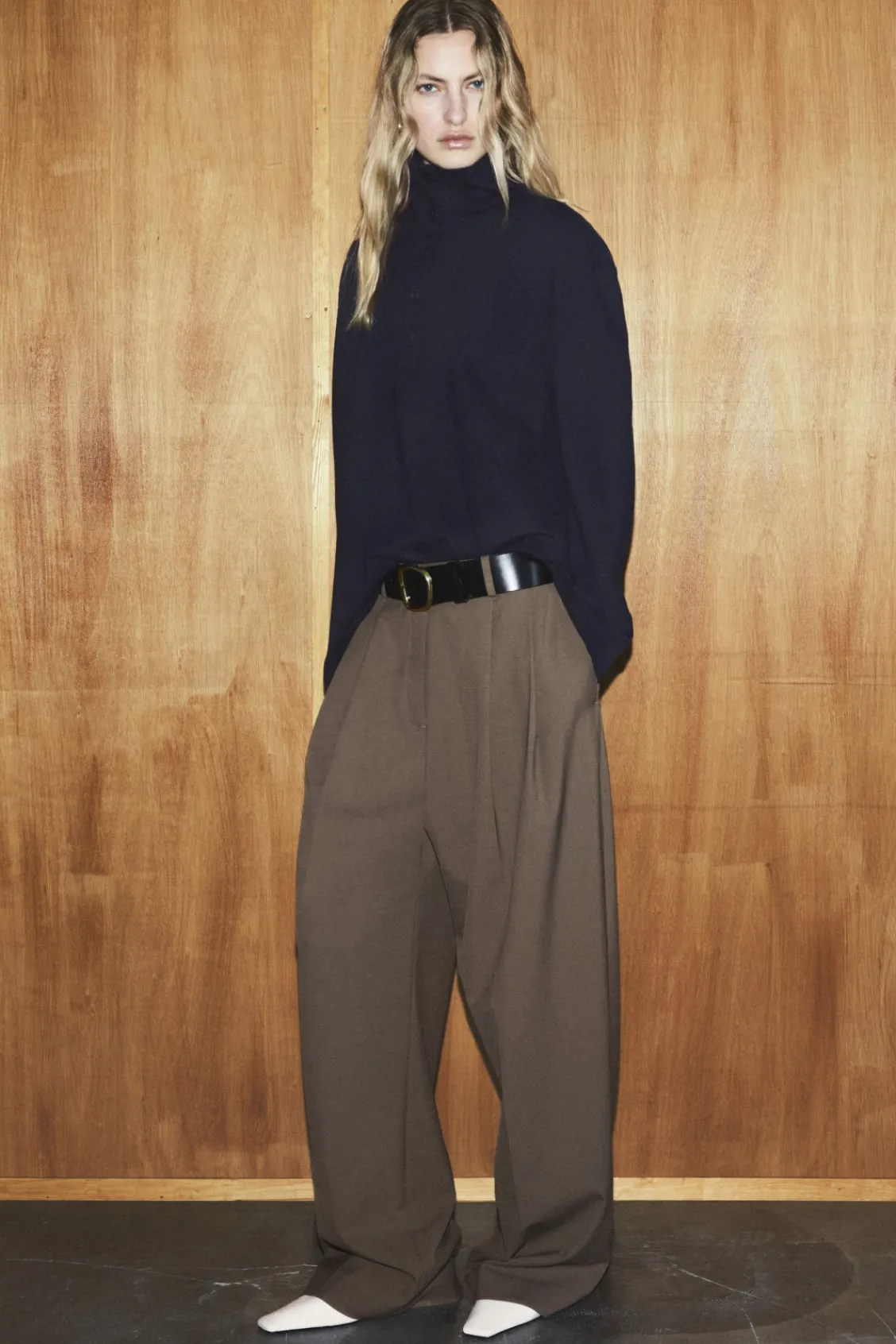 COS RELAXED TWILL WIDE-LEG PANTS-Women Vests & Tailoring | Pants