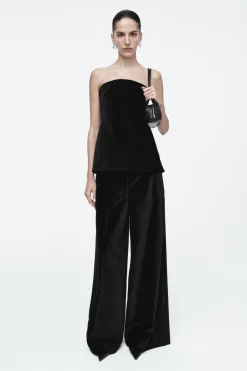 COS RELAXED VELVET WIDE-LEG PANTS-Women Pants