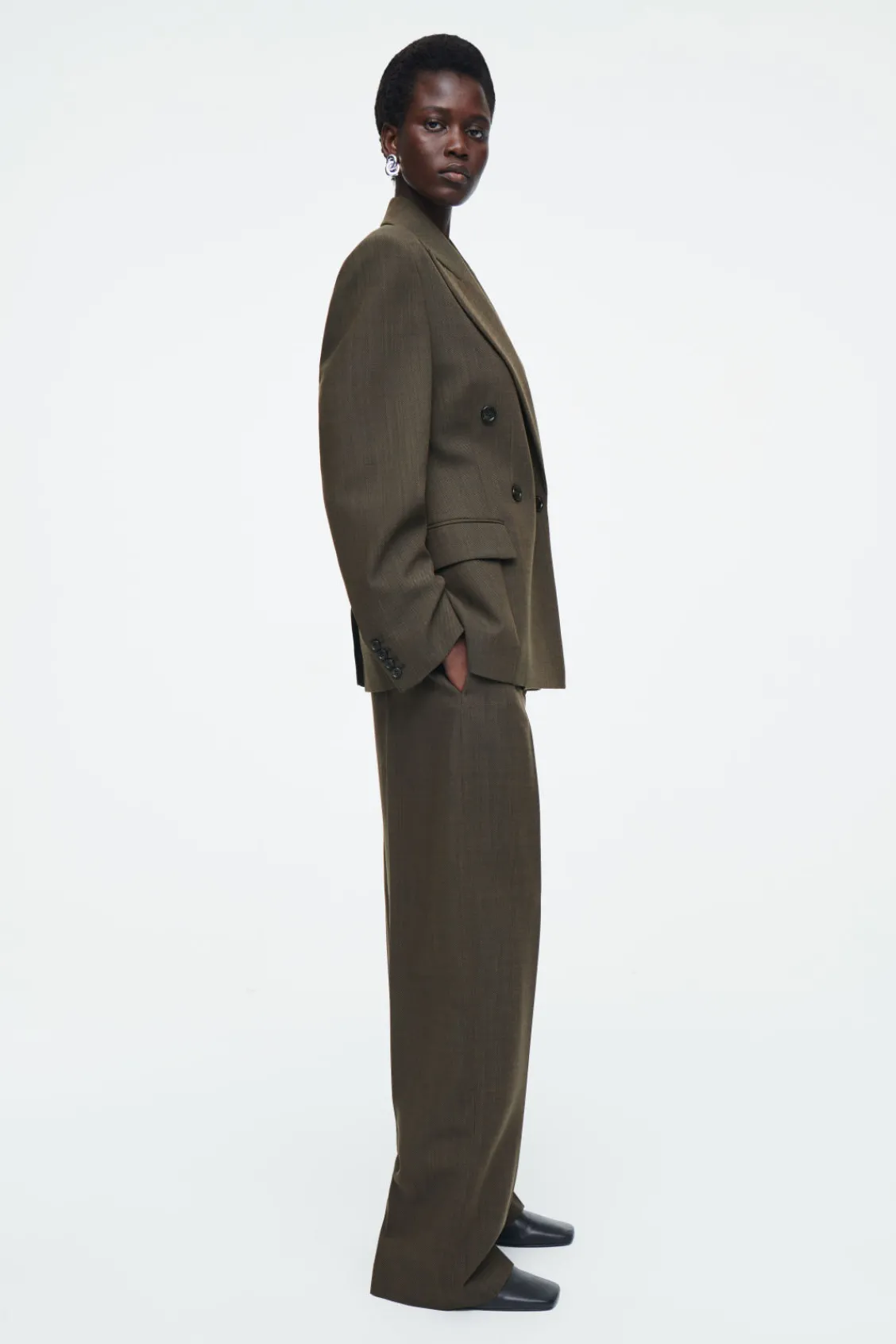 COS RELAXED WOOL BARREL-LEG PANTS-Women Vests & Tailoring | Pants
