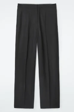 COS RELAXED WOOL BARREL-LEG PANTS-Women Pants