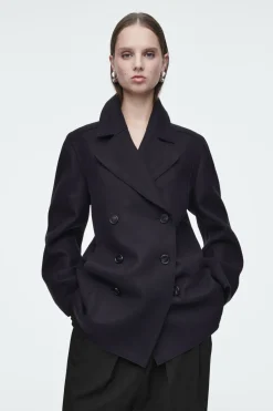COS RELAXED WOOL PEA COAT-Women Coats & Jackets