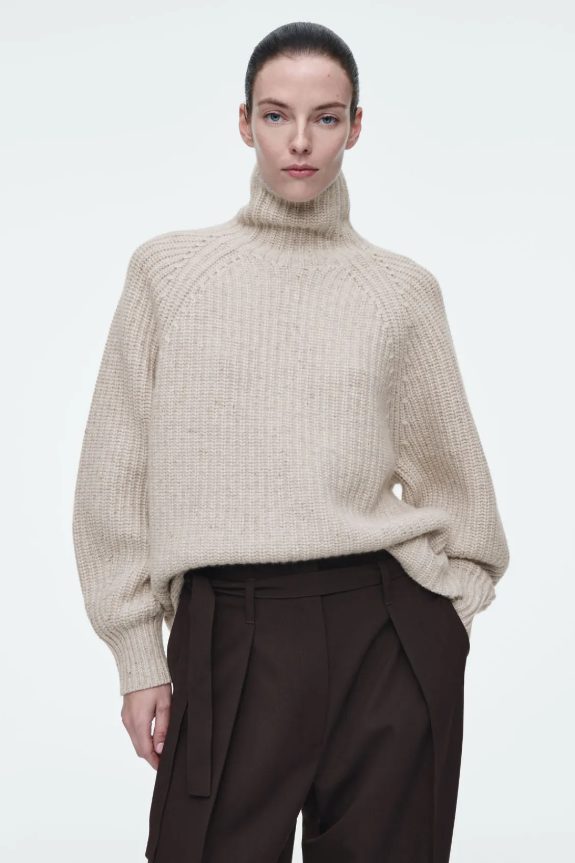 COS RIBBED CASHMERE-BLEND FUNNEL-NECK SWEATER-Women Cashmere | Sweaters & Cardigans