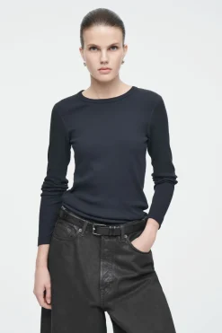 COS RIBBED JERSEY LONG-SLEEVED TOP-Women T-Shirts | Tops