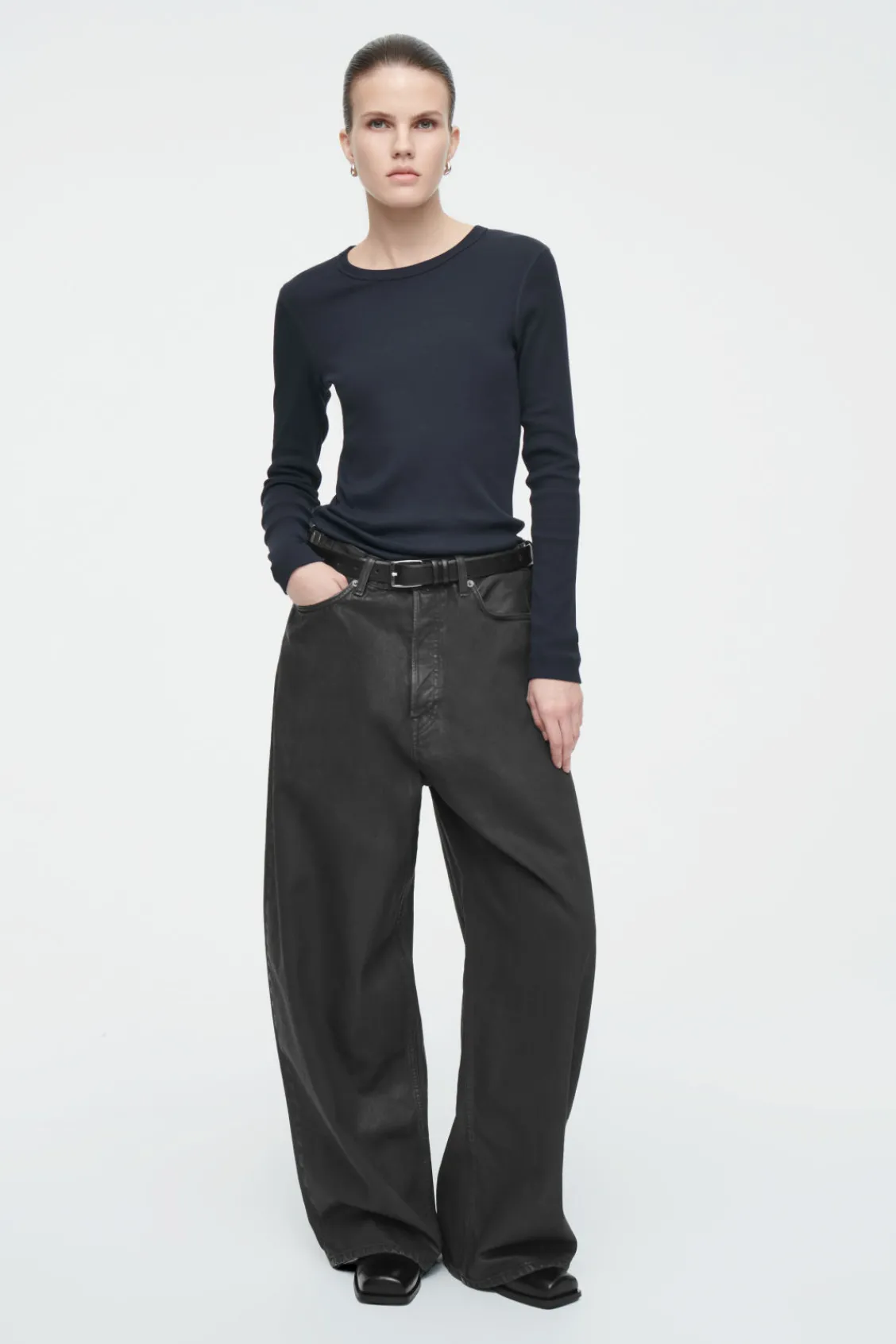 COS RIBBED JERSEY LONG-SLEEVED TOP-Women T-Shirts | Tops