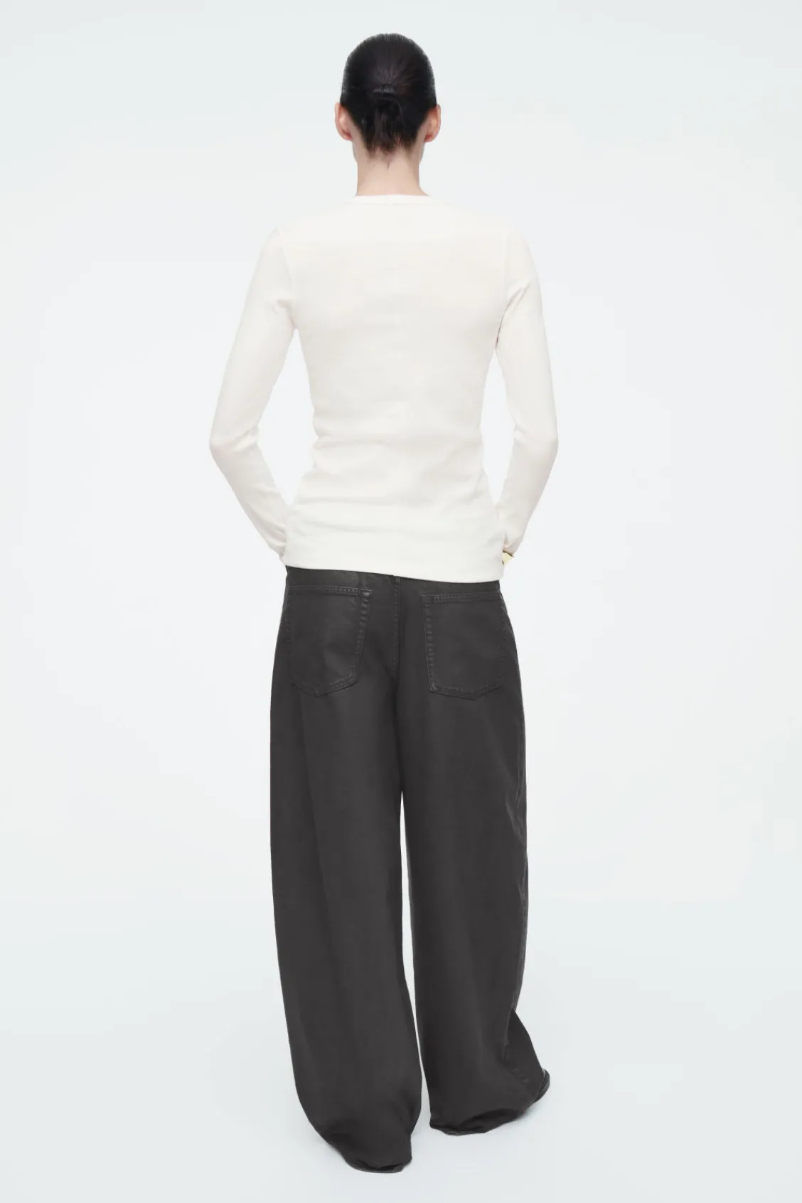 COS RIBBED JERSEY LONG-SLEEVED TOP-Women T-Shirts | Tops