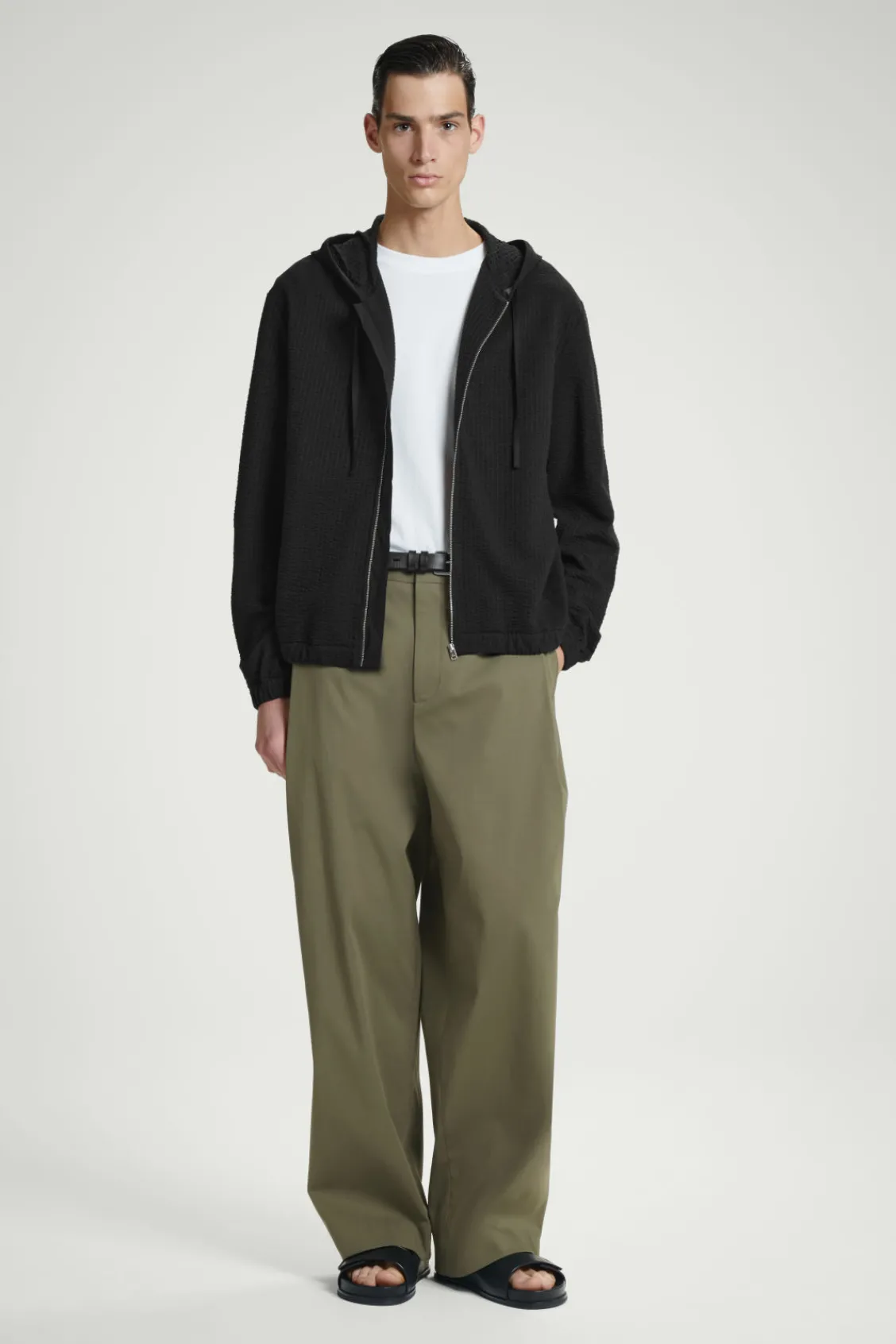 COS RIBBED JERSEY ZIP-UP HOODIE- Sweatshirts & Hoodies