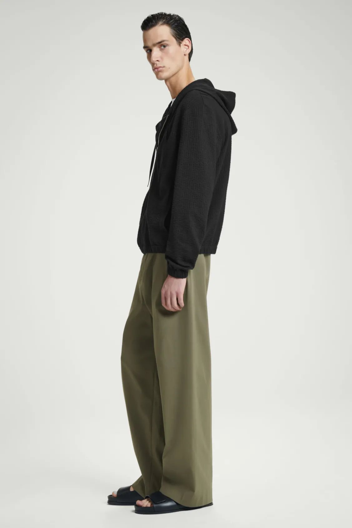 COS RIBBED JERSEY ZIP-UP HOODIE- Sweatshirts & Hoodies