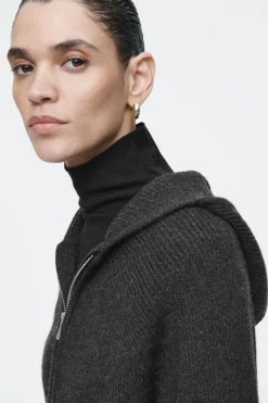 COS RIBBED MERINO WOOL HOODED JACKET-Women Coats & Jackets | Sweaters & Cardigans