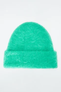 COS RIBBED MOHAIR BEANIE-Women Hats & Scarves