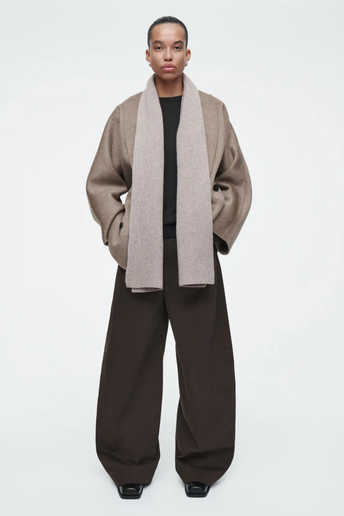 COS RIBBED WOOL AND CASHMERE SCARF-Women Hats & Scarves | Cashmere