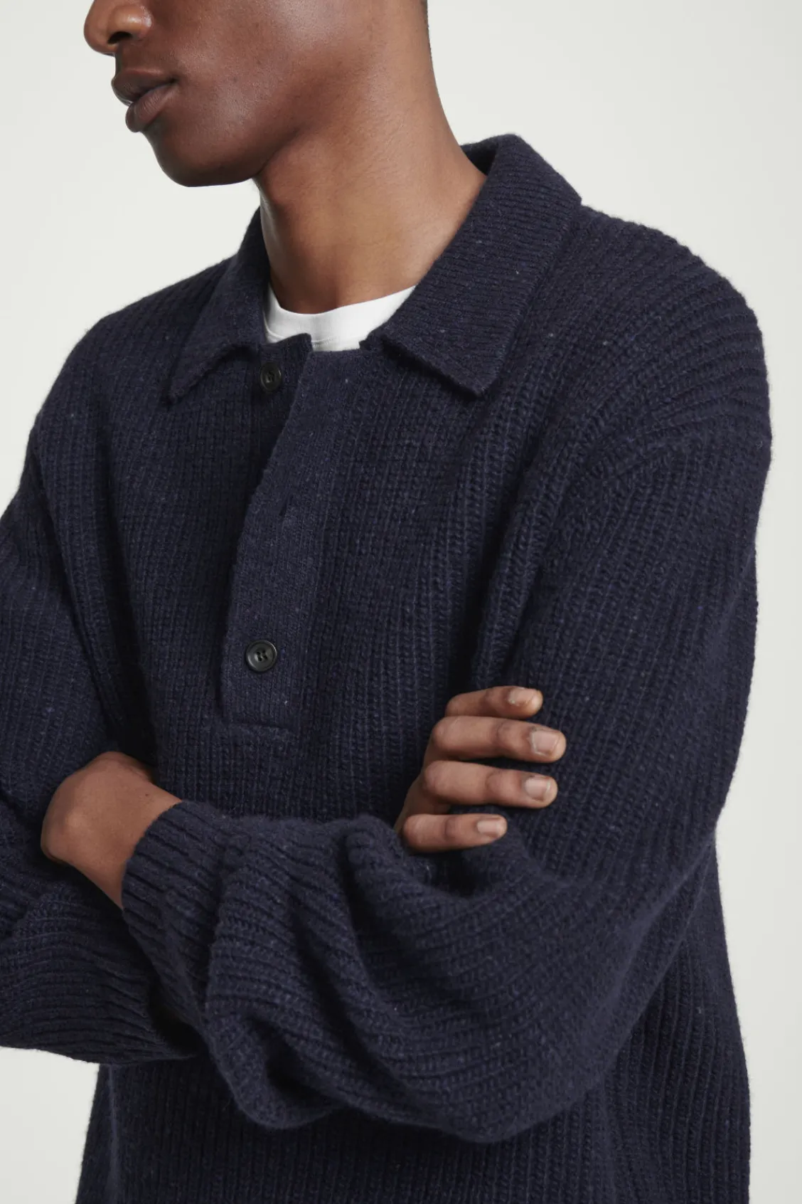 COS RIBBED WOOL AND CASHMERE-BLEND POLO SHIRT- Polo Shirts | Cashmere