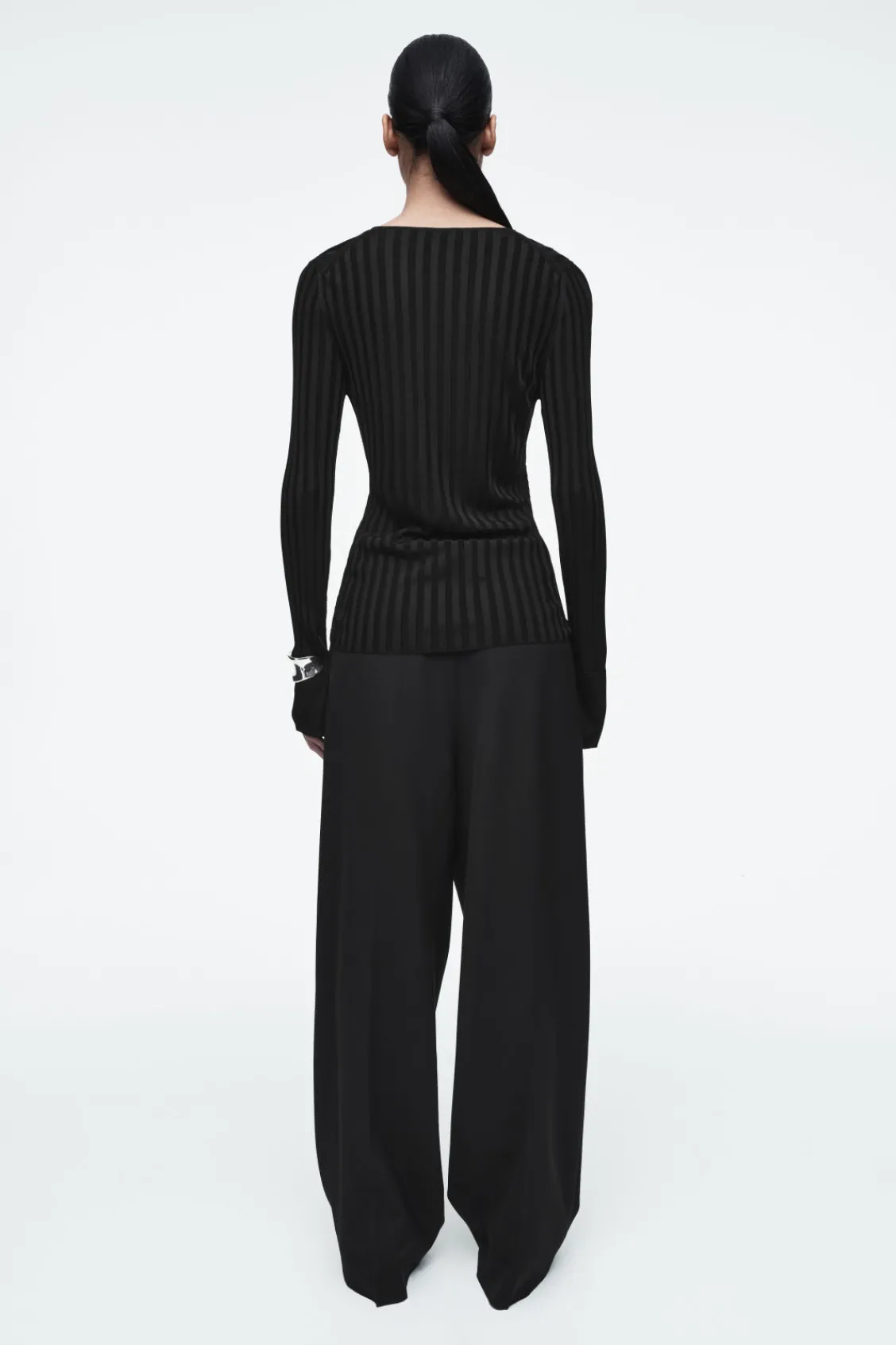 COS RIB-KNIT LONG-SLEEVED TOP-Women Tops | Sweaters & Cardigans