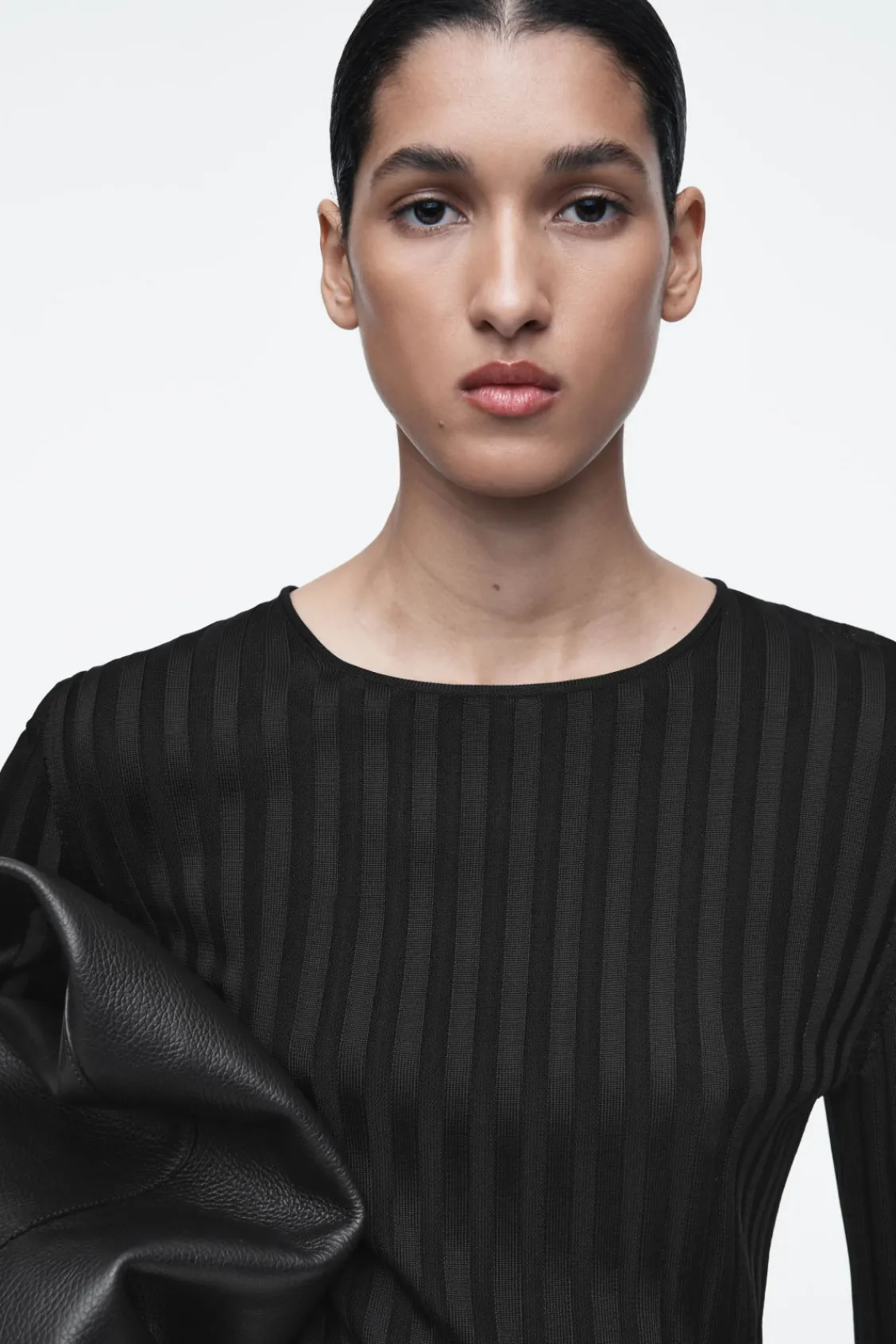 COS RIB-KNIT LONG-SLEEVED TOP-Women Tops | Sweaters & Cardigans