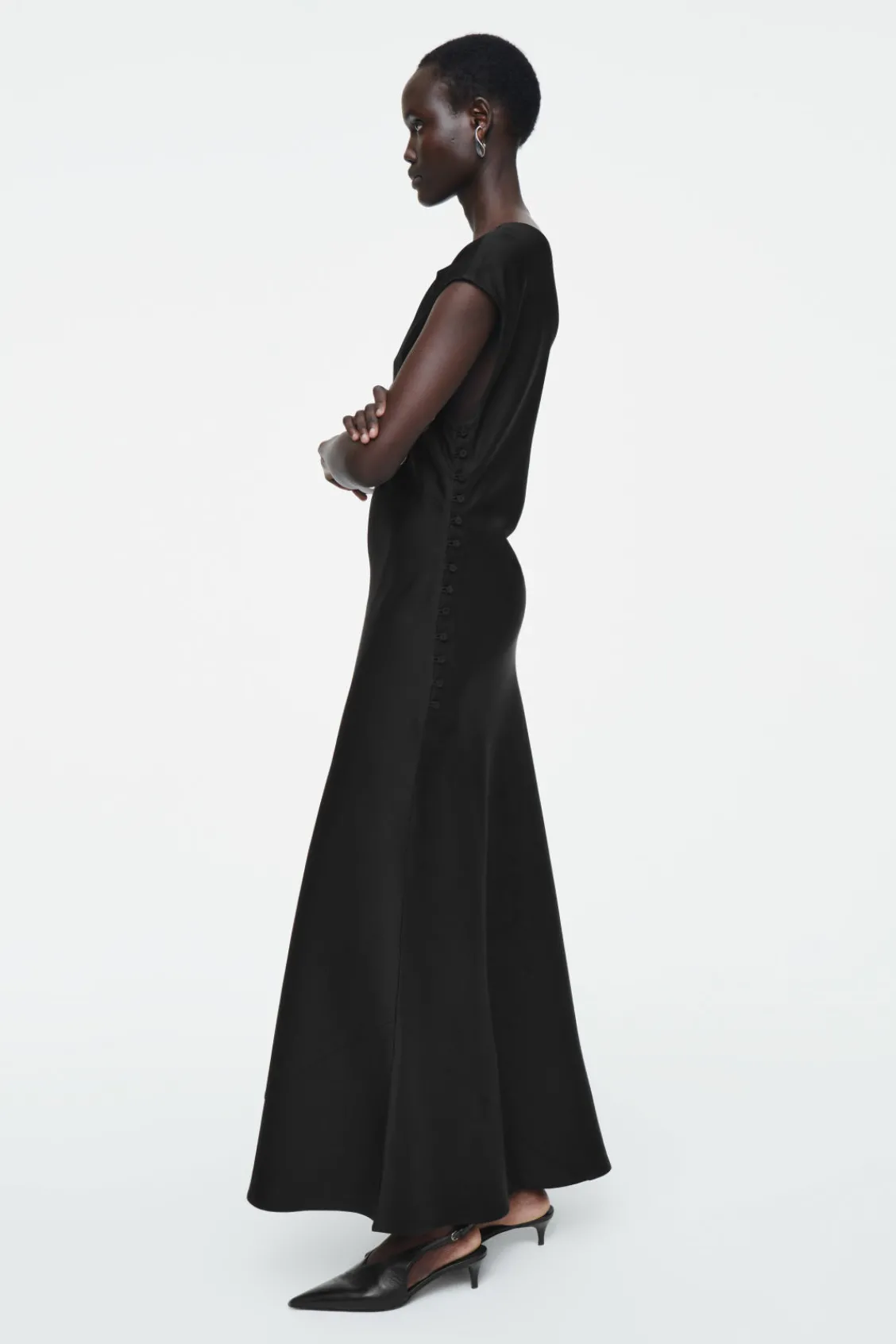 COS RUCHED BIAS-CUT SATIN DRESS-Women Dresses & Jumpsuits