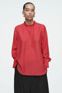COS RUFFLE-COLLAR POPLIN BLOUSE-Women Shirts & Blouses | Tops