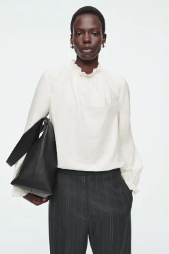 COS RUFFLED HIGH-NECK BLOUSE-Women Shirts & Blouses | Tops