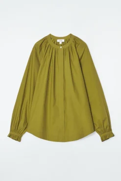 COS RUFFLED-CUFF GATHERED BLOUSE-Women Shirts & Blouses | Tops