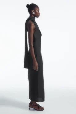 COS SCARF-DETAIL LINEN DRESS-Women Dresses & Jumpsuits
