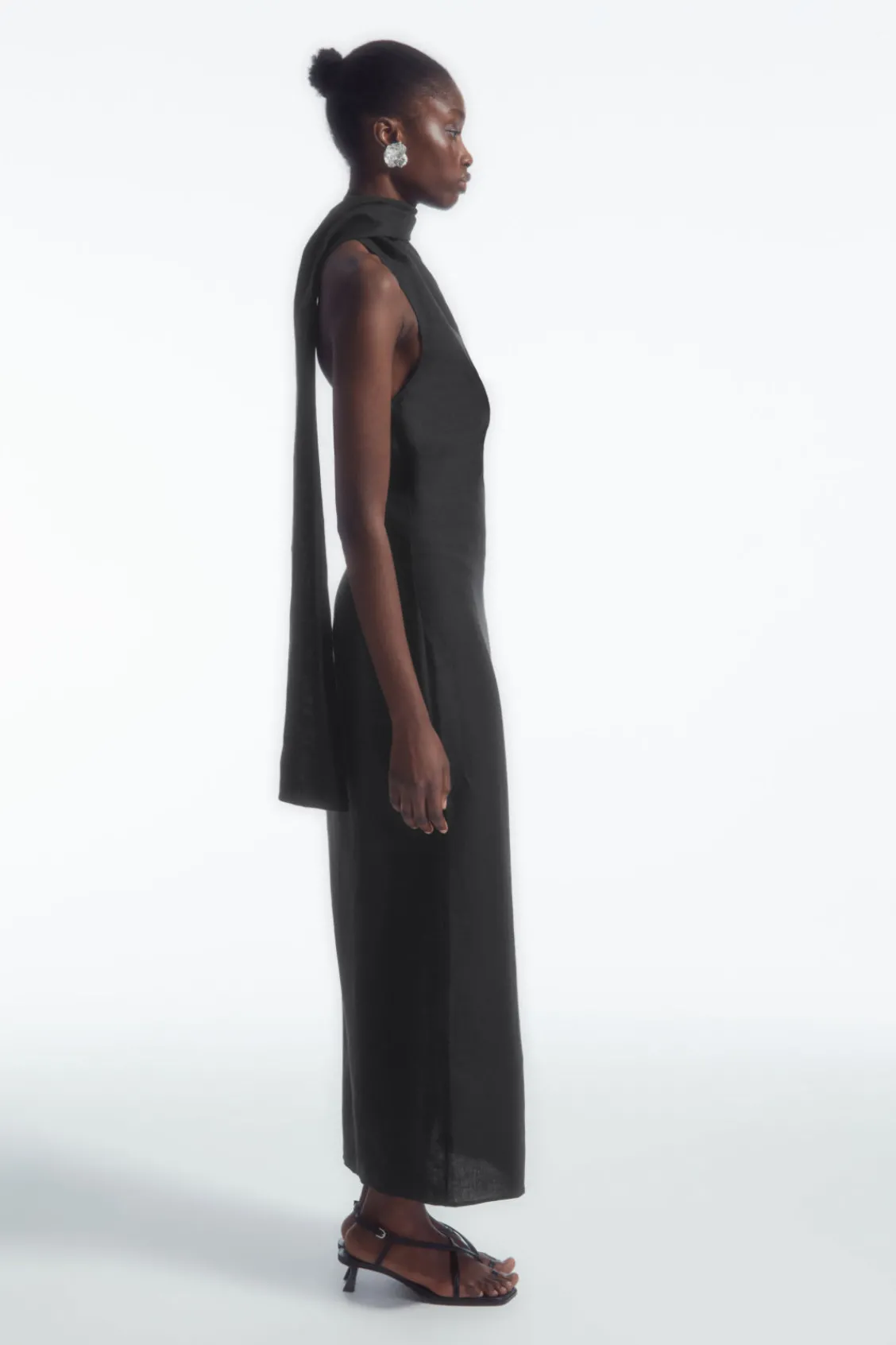 COS SCARF-DETAIL LINEN DRESS-Women Dresses & Jumpsuits
