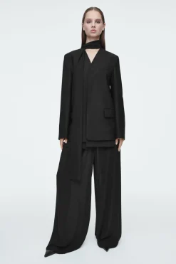 COS SCARF-DETAIL WOOL BLAZER-Women Coats & Jackets