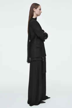 COS SCARF-DETAIL WOOL BLAZER-Women Coats & Jackets