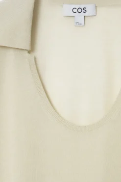 COS SCOOP-NECK KNITTED POLO SHIRT-Women Shirts & Blouses | Tops