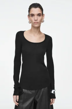 COS SCOOP-NECK MERINO WOOL LONG-SLEEVED TOP-Women Tops | Sweaters & Cardigans