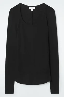 COS SCOOP-NECK MERINO WOOL LONG-SLEEVED TOP-Women Tops | Sweaters & Cardigans