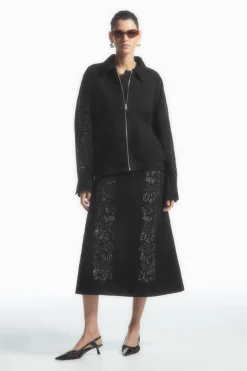 COS SEQUINED SUEDE MIDI SKIRT-Women Skirts