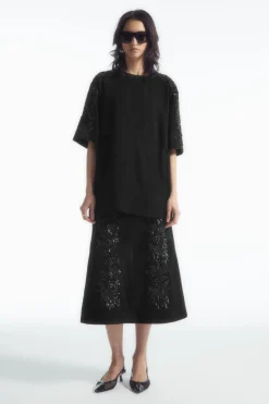 COS SEQUINED SUEDE T-SHIRT-Women T-Shirts | Tops