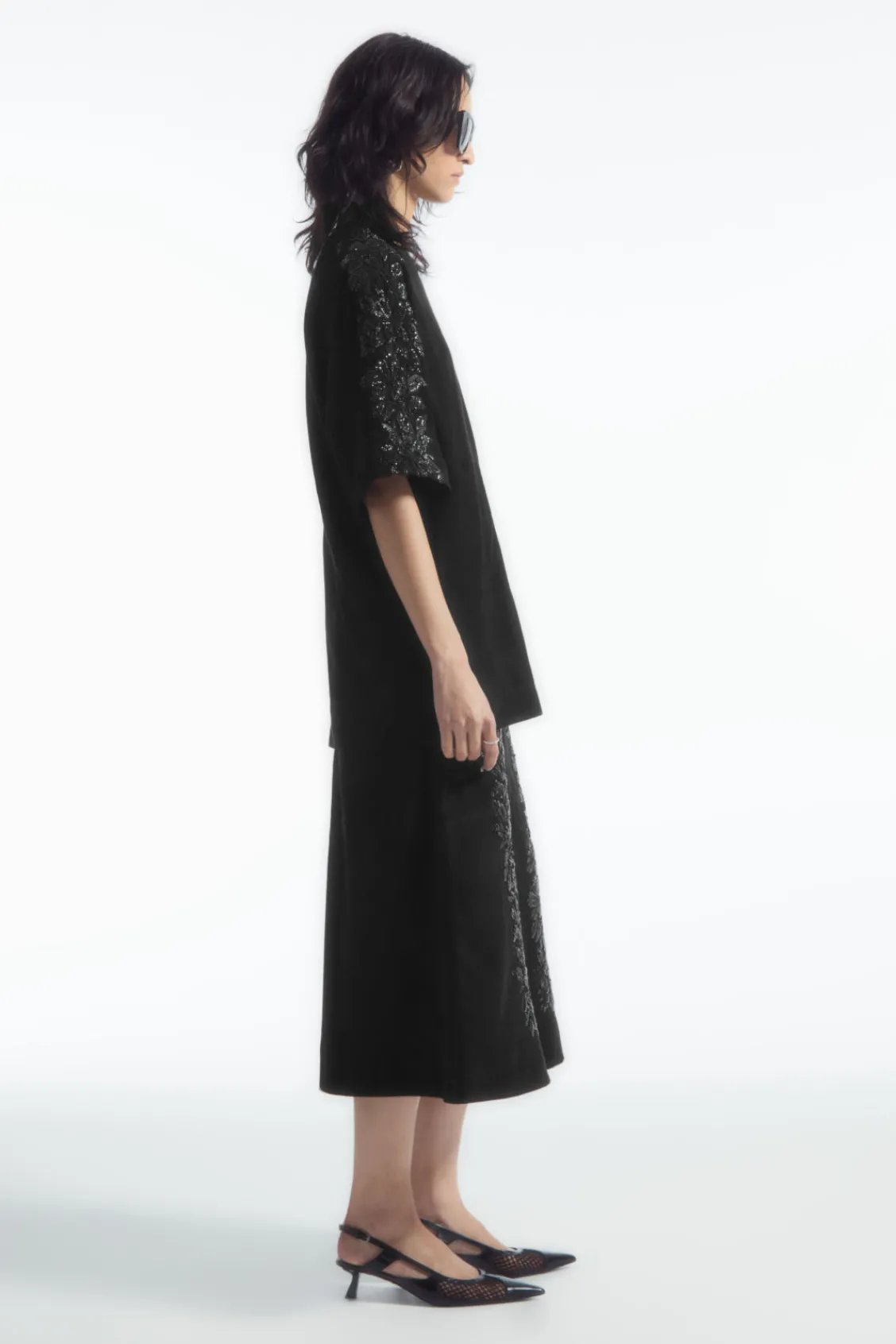 COS SEQUINED SUEDE T-SHIRT-Women T-Shirts | Tops