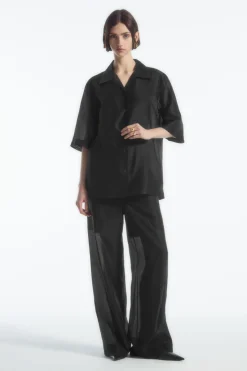 COS SHEER SHORT-SLEEVED SHIRT-Women Shirts & Blouses | Tops