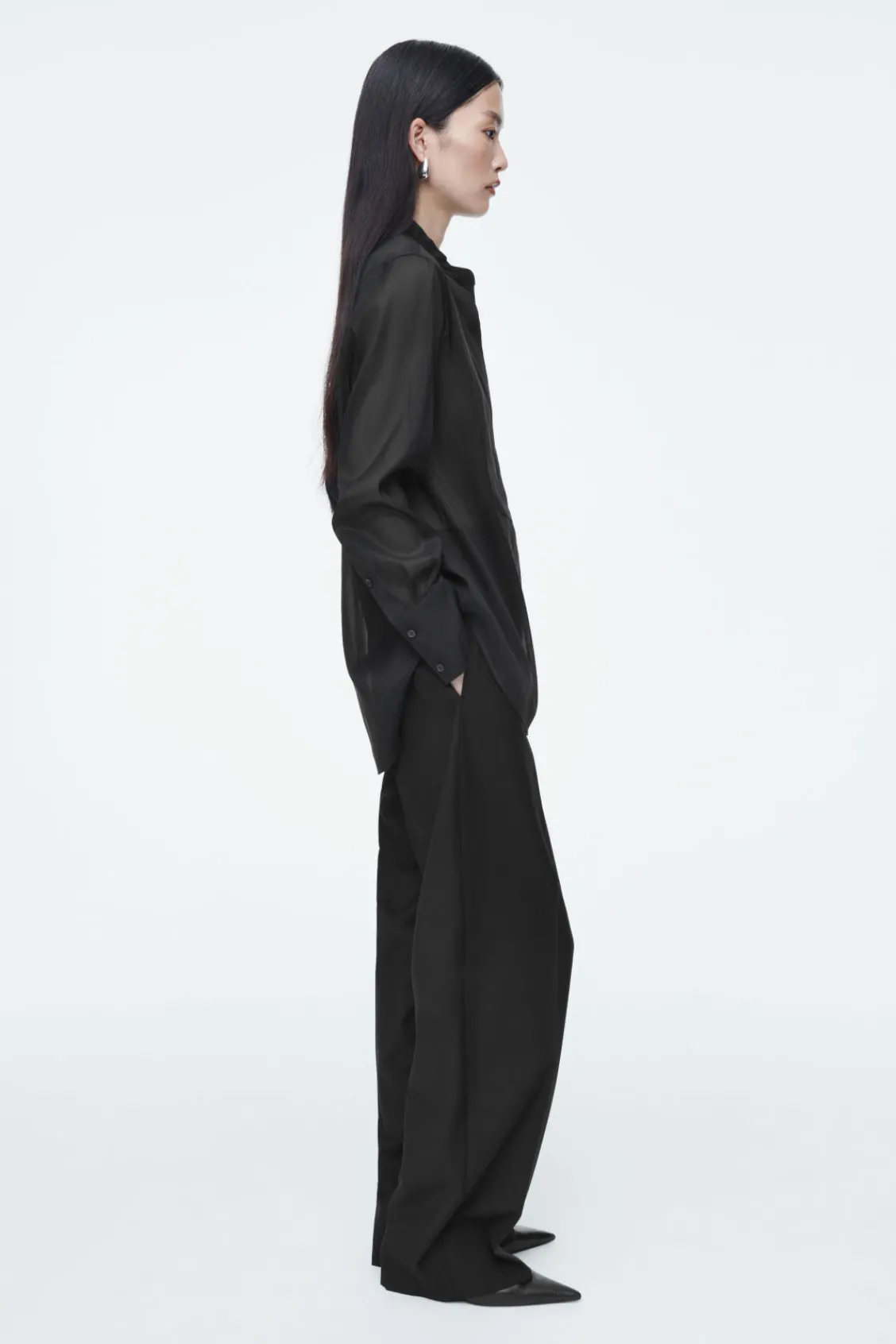COS SHEER SILK TUXEDO SHIRT-Women Shirts & Blouses | Tops