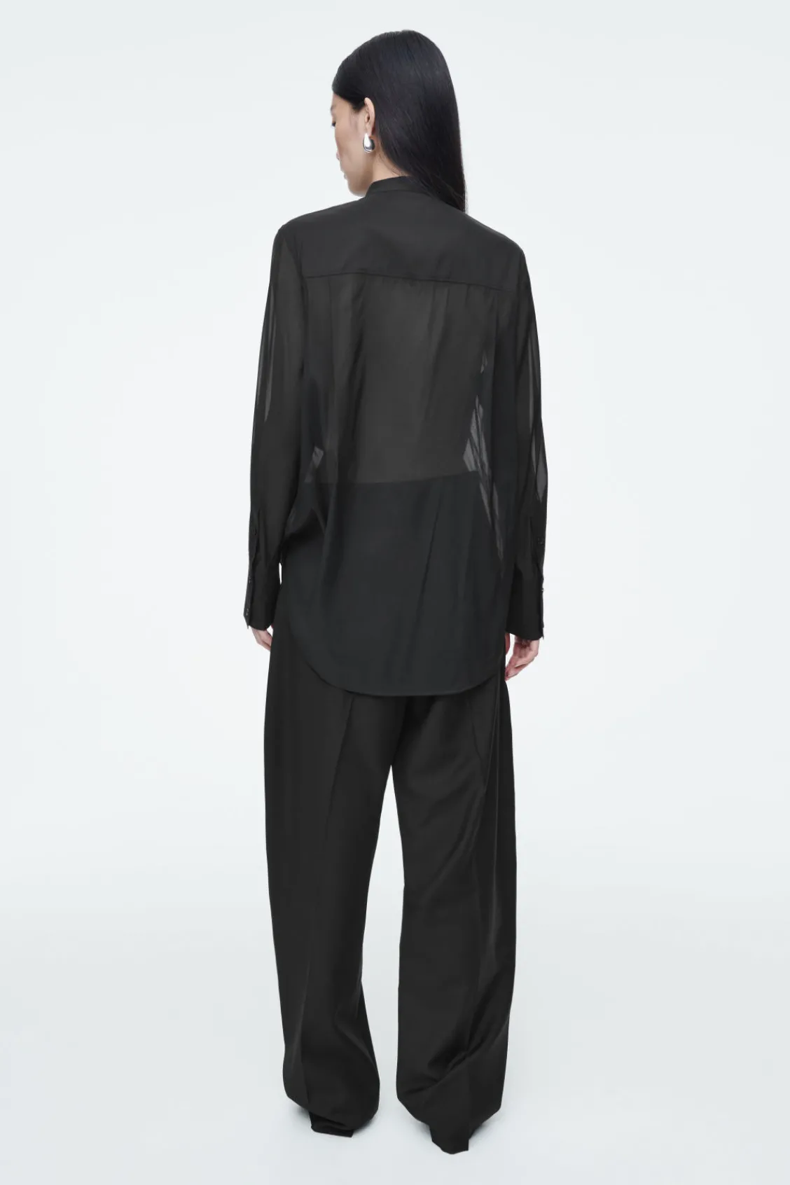COS SHEER SILK TUXEDO SHIRT-Women Shirts & Blouses | Tops