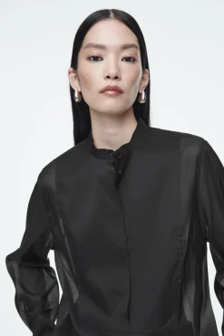 COS SHEER SILK TUXEDO SHIRT-Women Shirts & Blouses | Tops