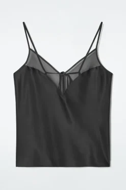 COS SHEER-PANEL SILK CAMI TOP-Women Tops