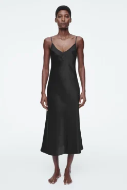 COS SHEER-PANEL SILK SLIP DRESS-Women Dresses & Jumpsuits
