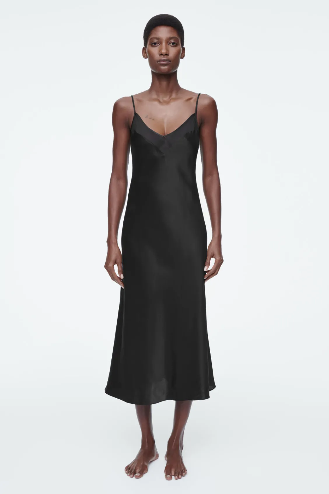 COS SHEER-PANEL SILK SLIP DRESS-Women Dresses & Jumpsuits