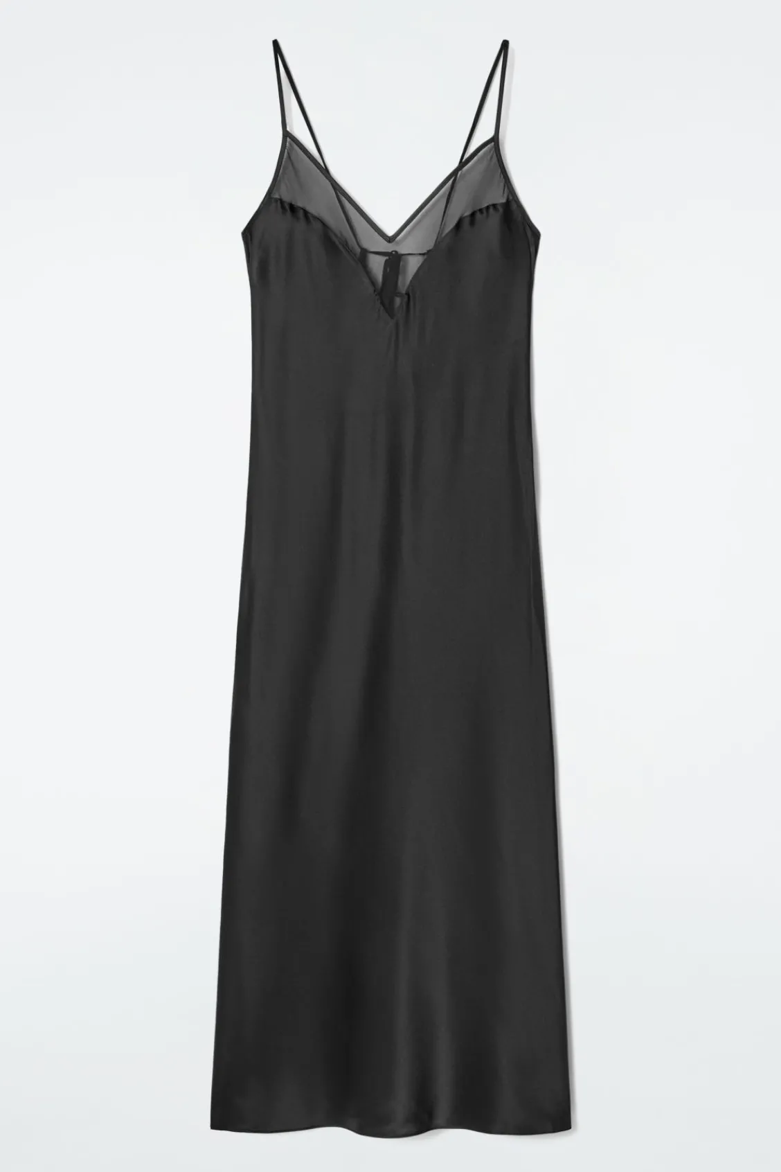 COS SHEER-PANEL SILK SLIP DRESS-Women Dresses & Jumpsuits