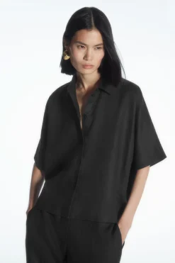 COS SHORT-SLEEVED LINEN SHIRT-Women Shirts & Blouses | Tops