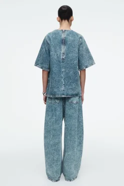 COS SHORT-SLEEVED WASHED-DENIM TOP-Women Tops