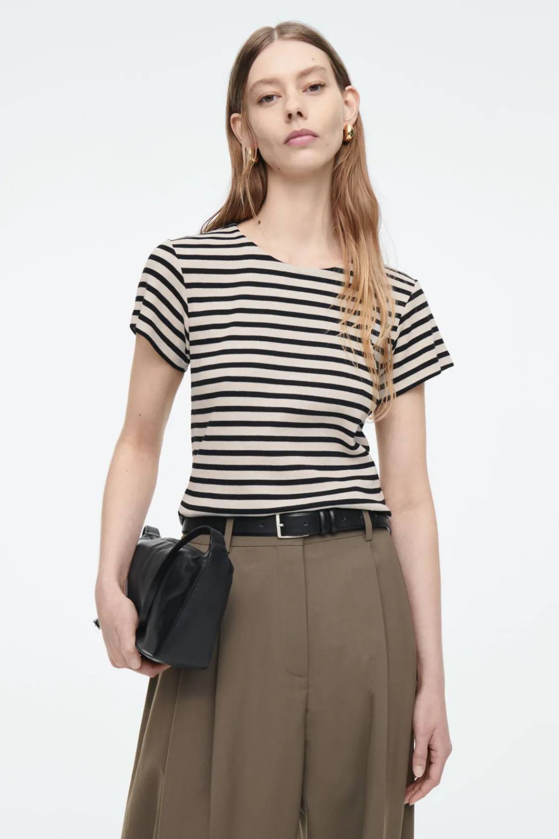 COS SHRUNKEN SLIM RIBBED T-SHIRT-Women Tops | T-Shirts